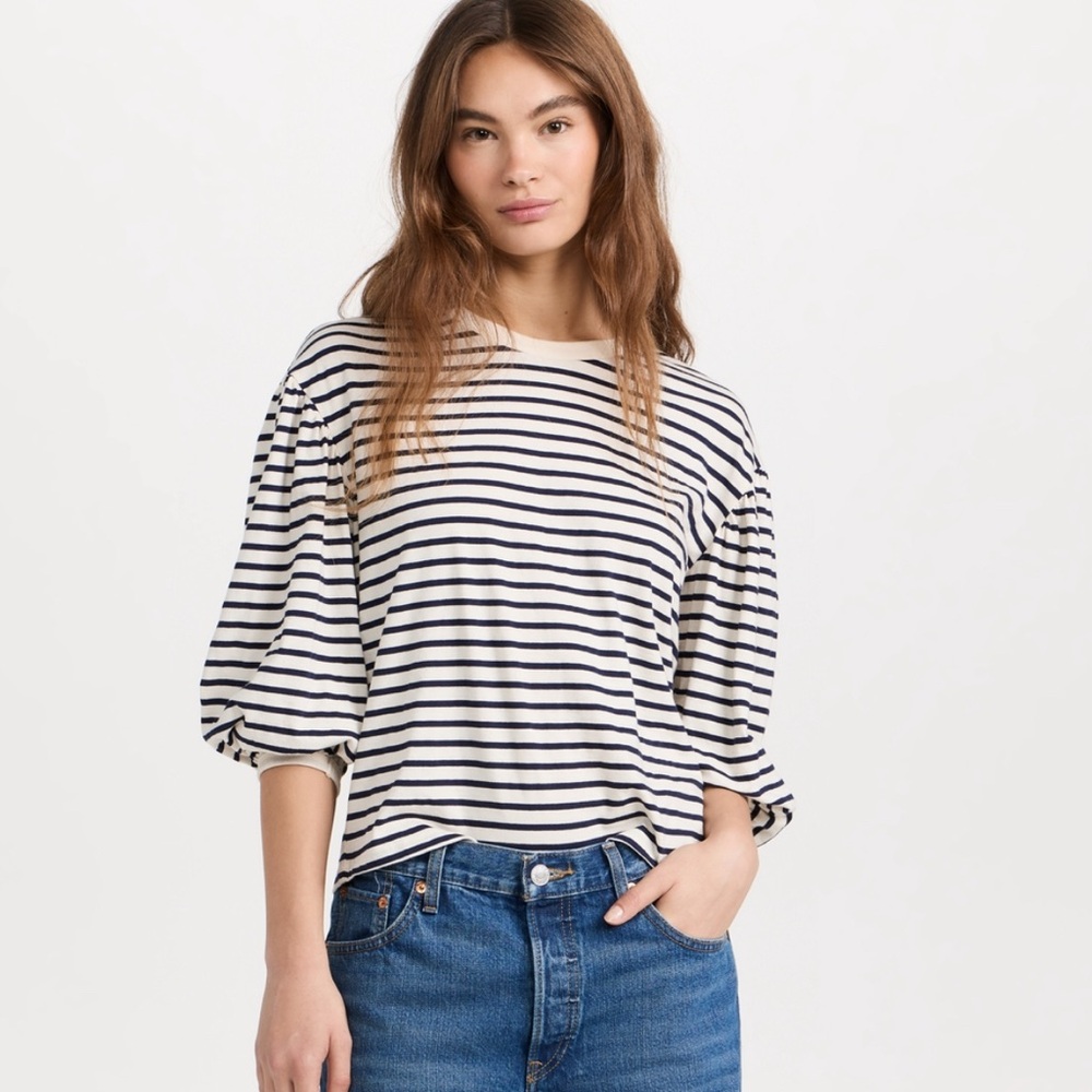 Clare V striped drop shoulder tee